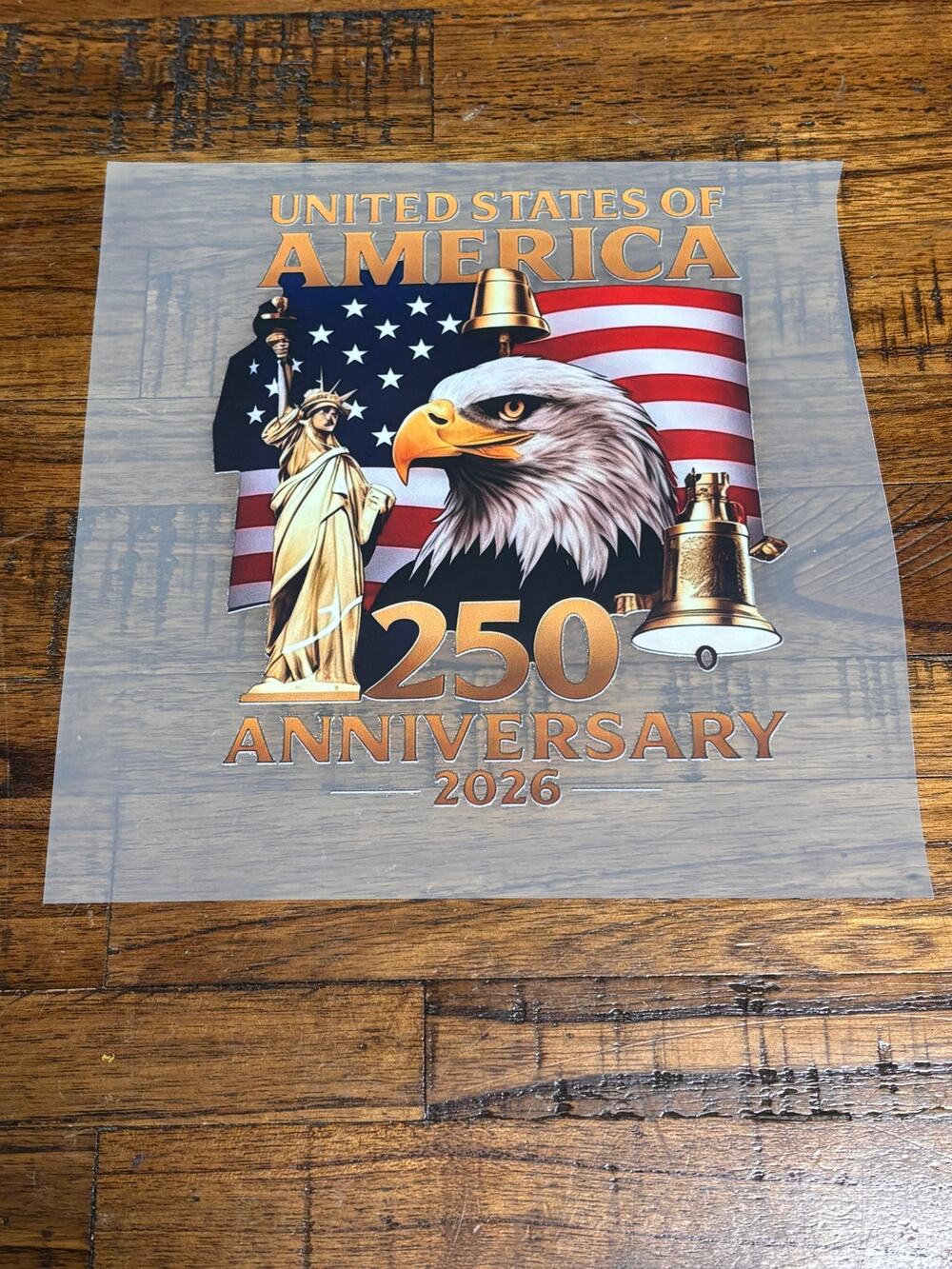 United States of America 250 Anniversary USA Flag Eagle Iron Heat Transfer Decal